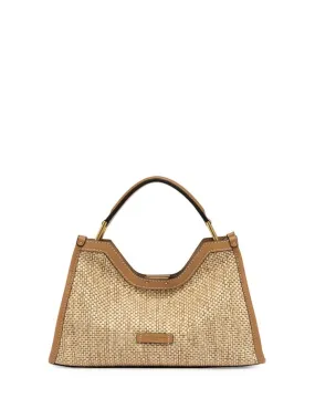 Aurora bag in woven straw with leather profiles