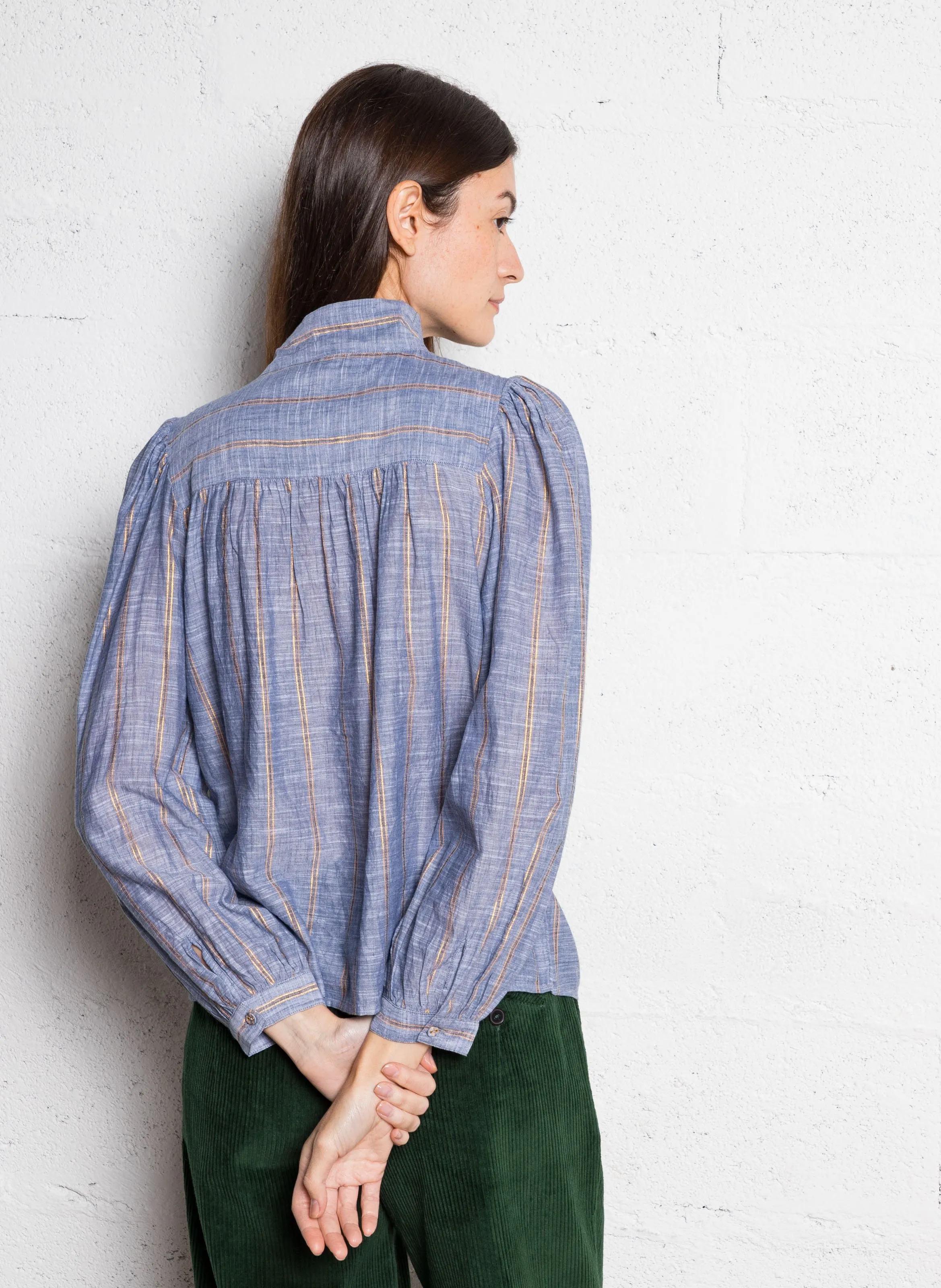  BELLEPIECE   EDWARD - Blusa con colletto alla lavallière in cotone | Dorato