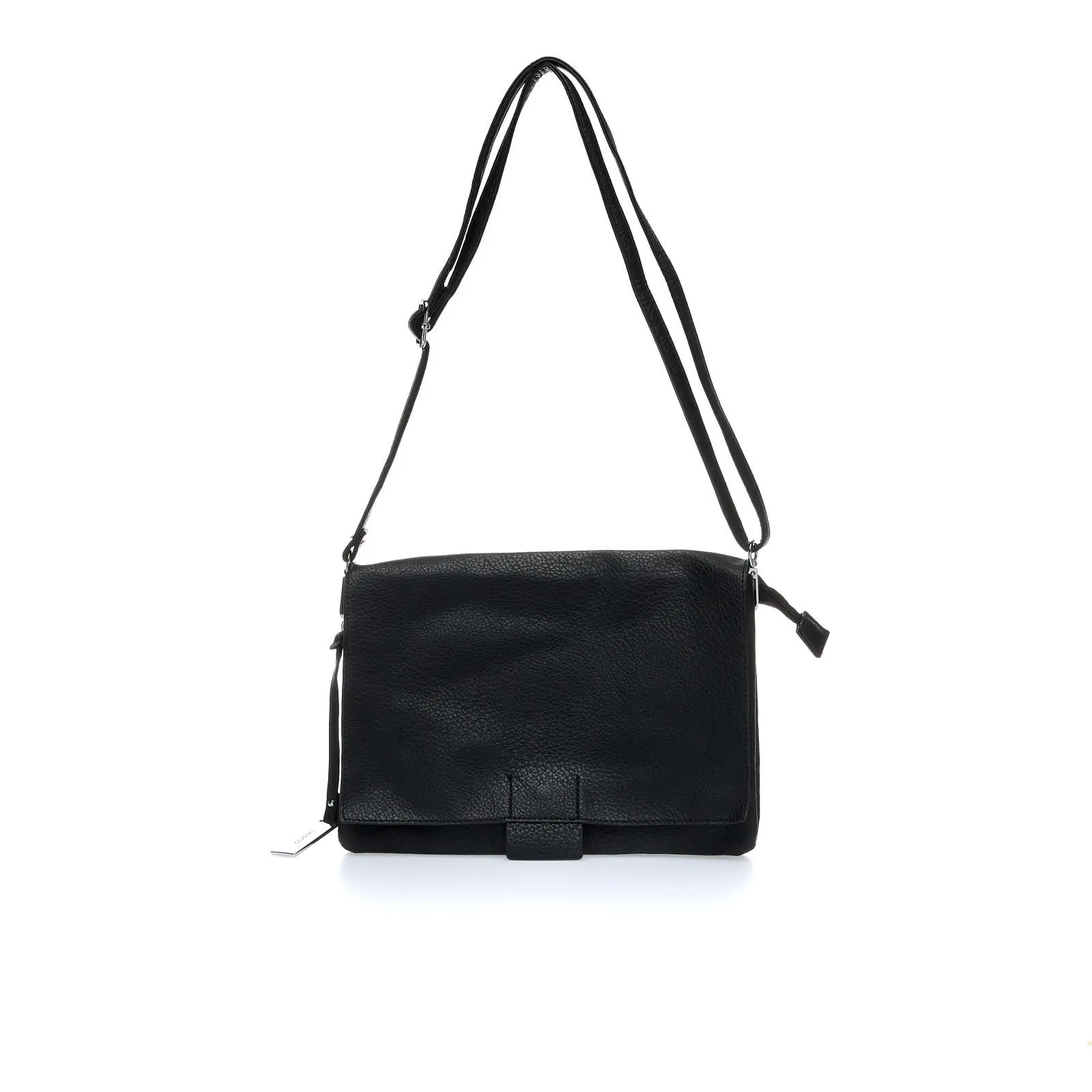 Borsa a tracolla nera con patta