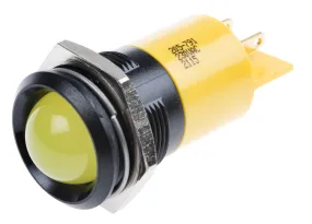 Indicatore da pannello RS PRO Giallo  a LED, 230V ca, IP67, Sporgente, foro da 22mm