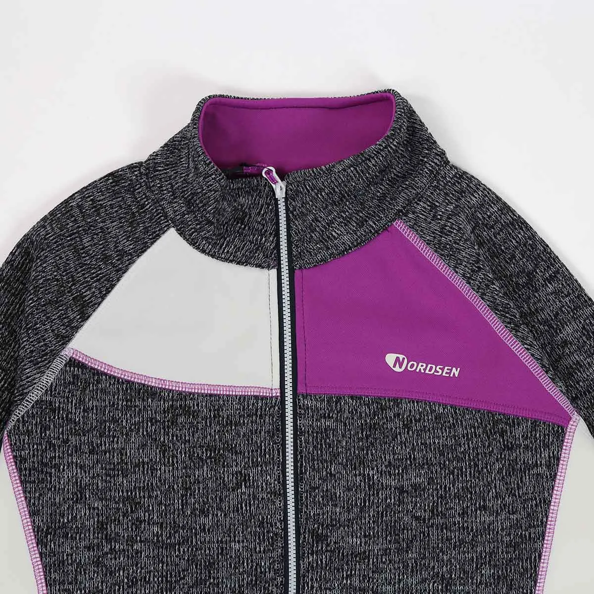 Nordsen maglia donna in tessuto effetto lana grigia e viola