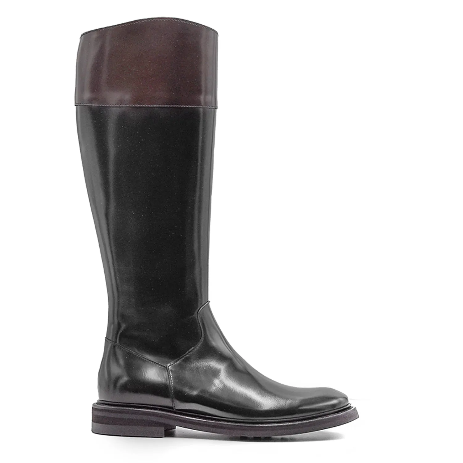 Stivali George Hol's Donna Spazzolato Neto Con Balza Marrone